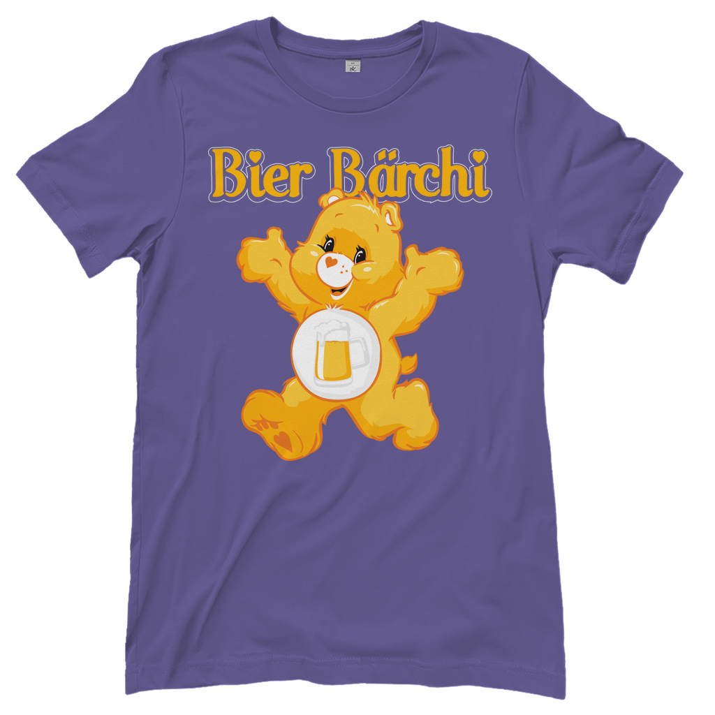 Lila Bier Bärchi Glücksbärchi Damenshirt mit Flasche und Glas
