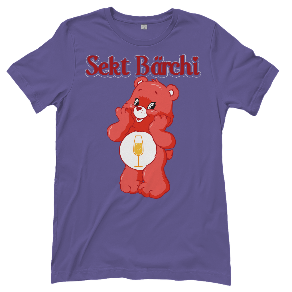 Lila Sekt Bärchi Glücksbärchi Damenshirt mit Flasche und Glas