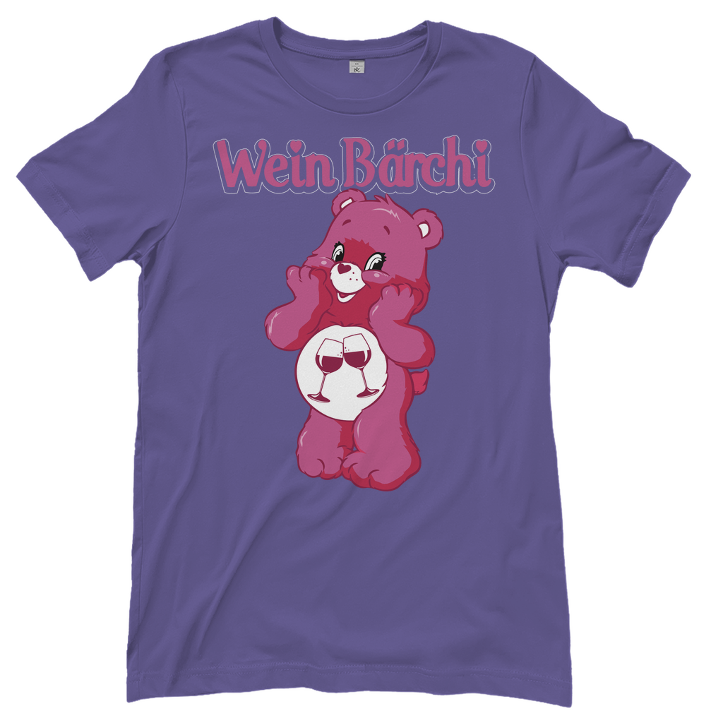Lila Wein Bärchi Glücksbärchi Damenshirt mit Weingläßern