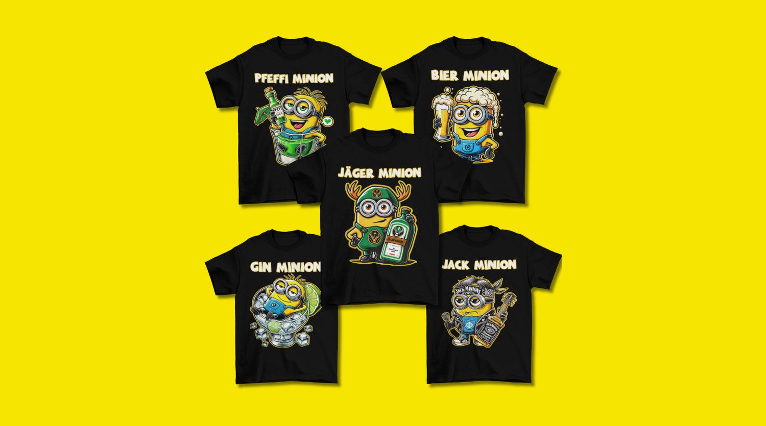 Lustige Minion T-Shirts mit Alkohol-Motiven – perfekt für Partys, Festivals und als Geschenk. Entdecke die witzigste Shirt-Kollektion für Erwachsene jetzt online!