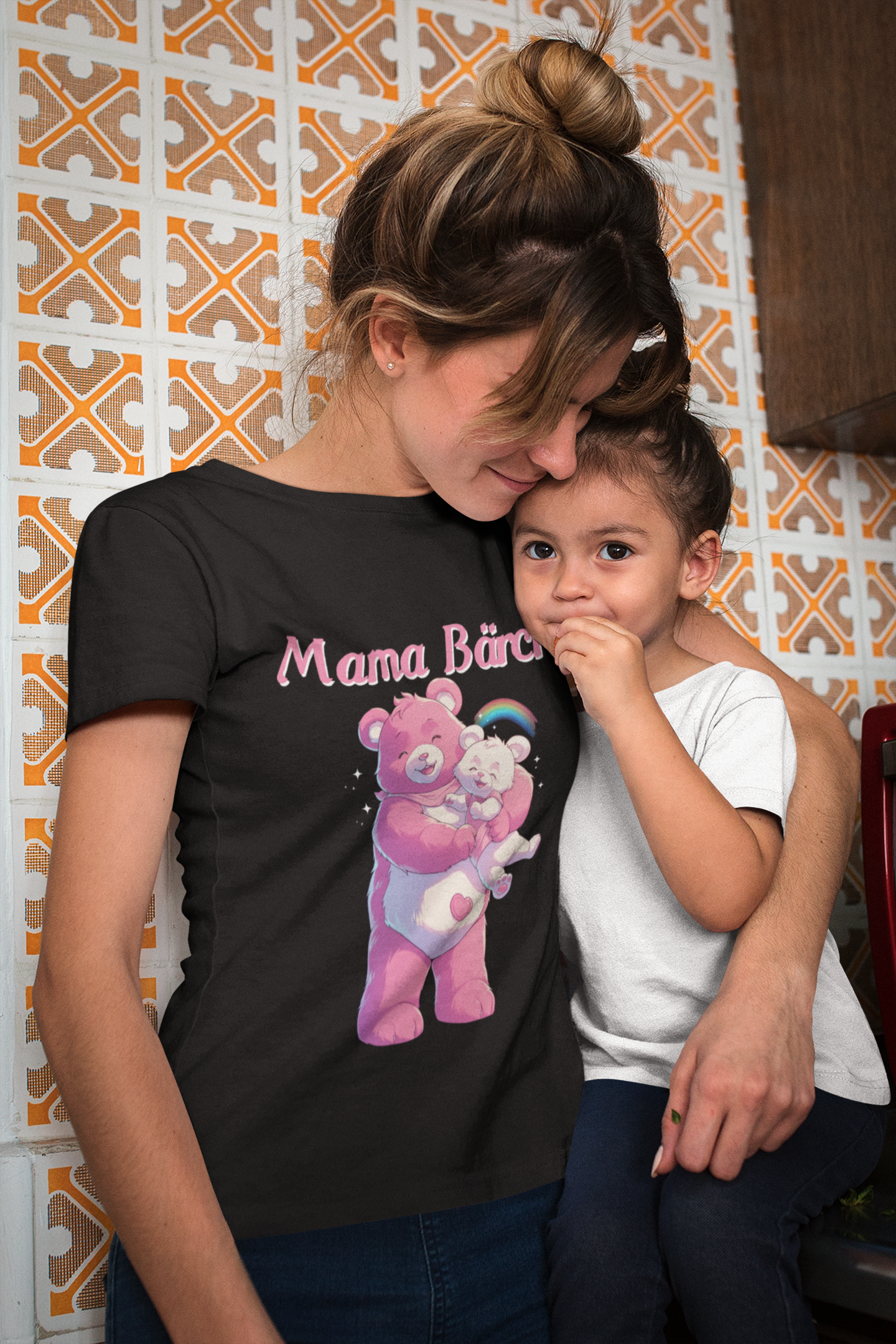 Mama Mutter Bärchi Glücksbärchi Muttertag - Damen Premium Bio T-Shirt Schwarz