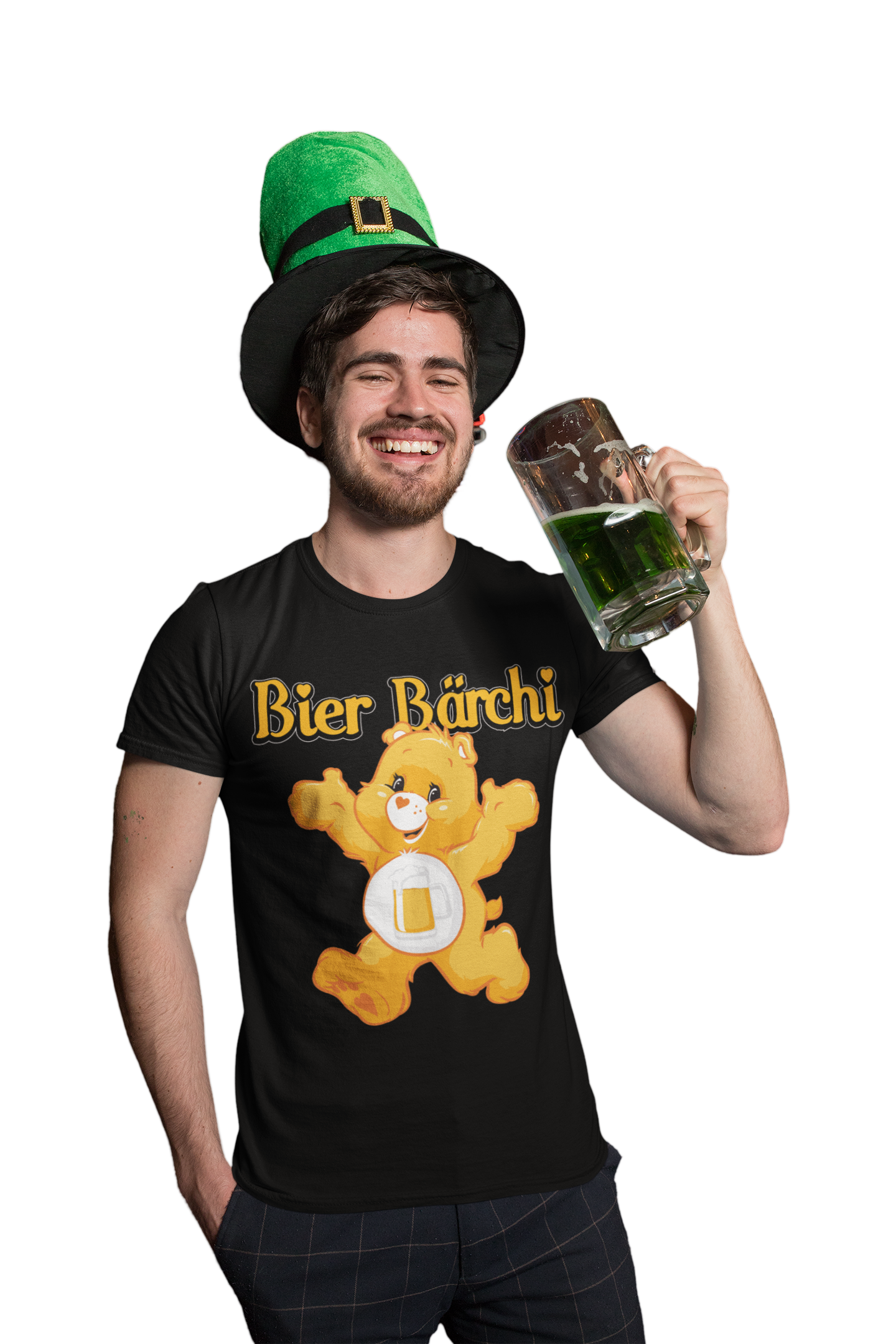 Mann mit Bier Bärchi Glücksbärchi Herren Shirt mit Bierglas