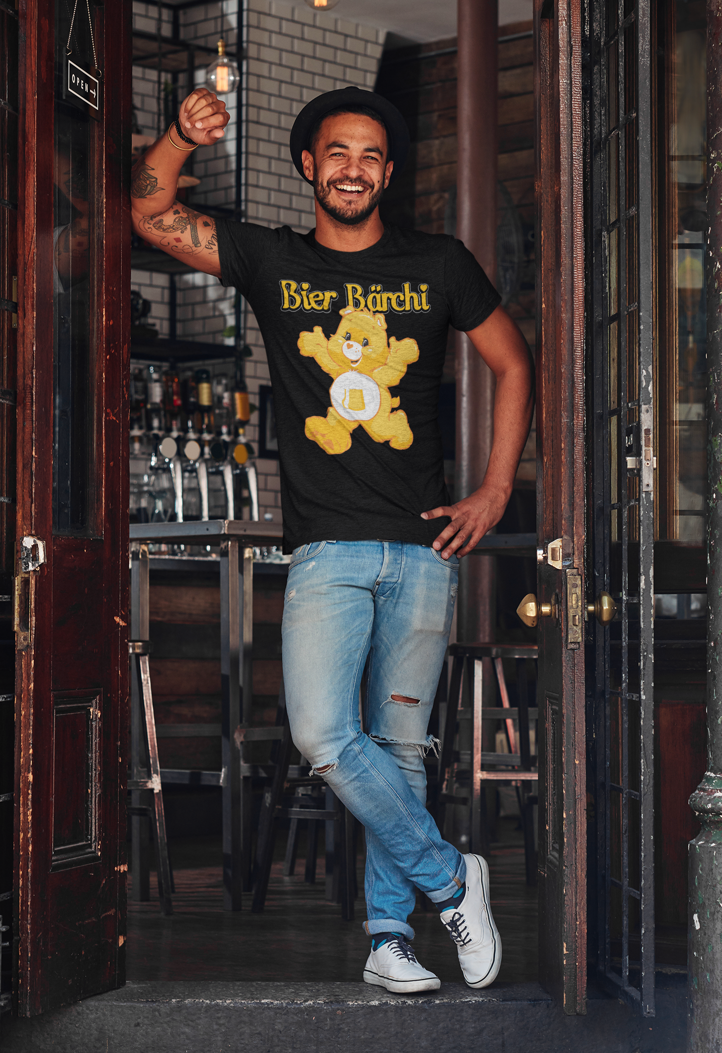 Model Bier Bärchi Glücksbärchi Herren Shirt mit Bierglas