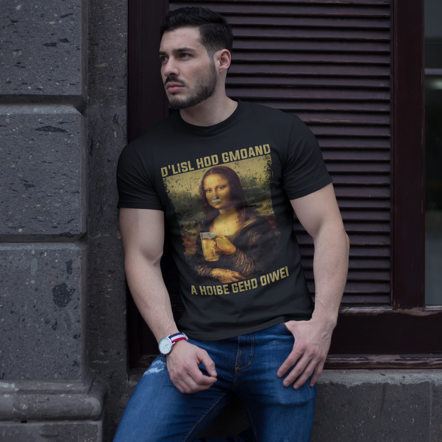 Mona Lisa Bier Herren Shirt mit Model