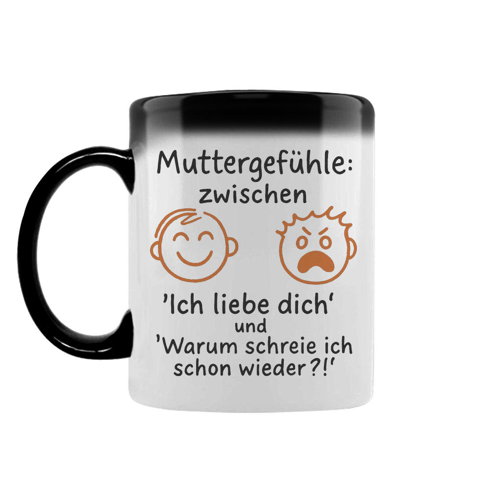 Zwischen Ich liebe dich & Warum schreie ich schon wieder - Zaubertasse Black