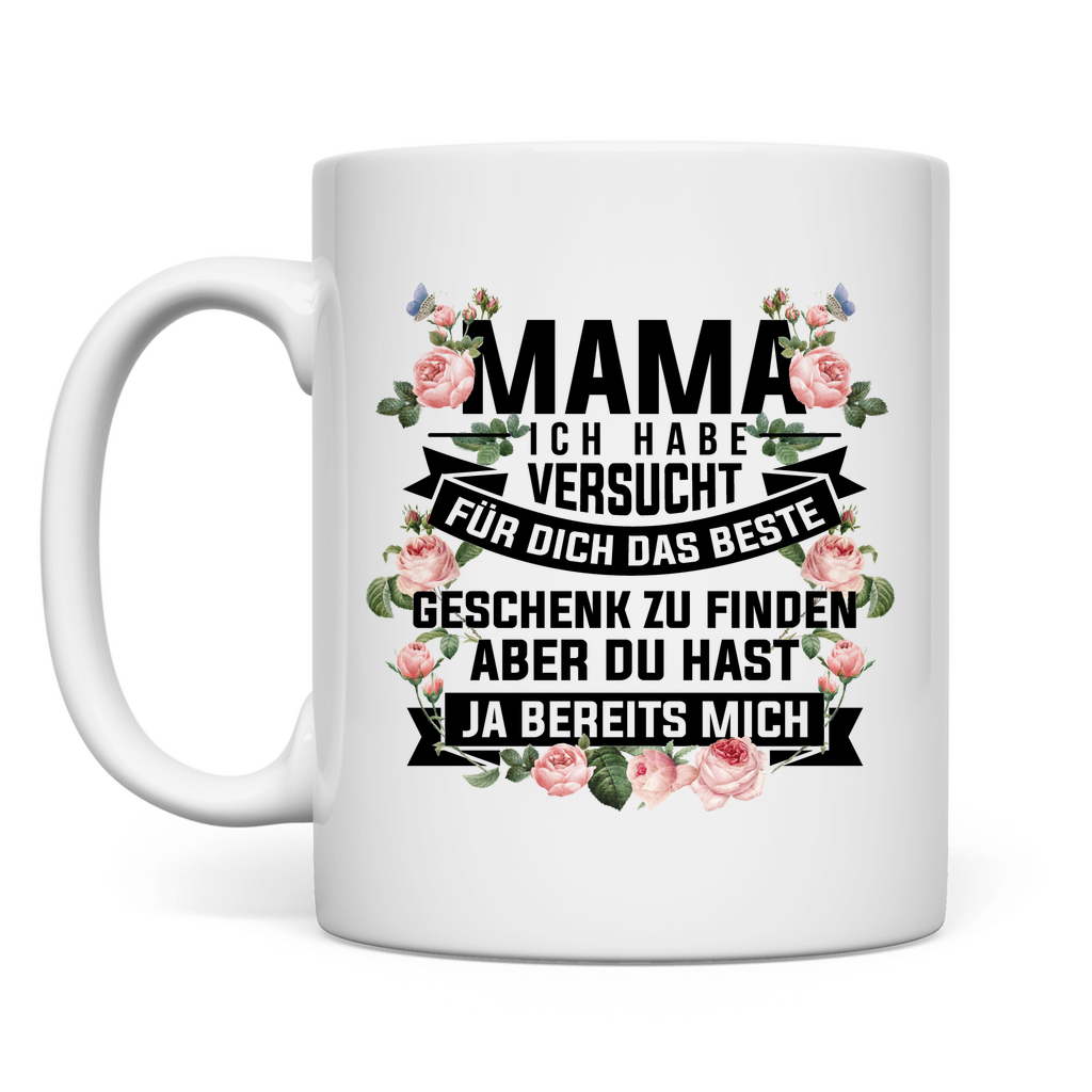 Muttertagstasse mit Blumenmuster und Spruch