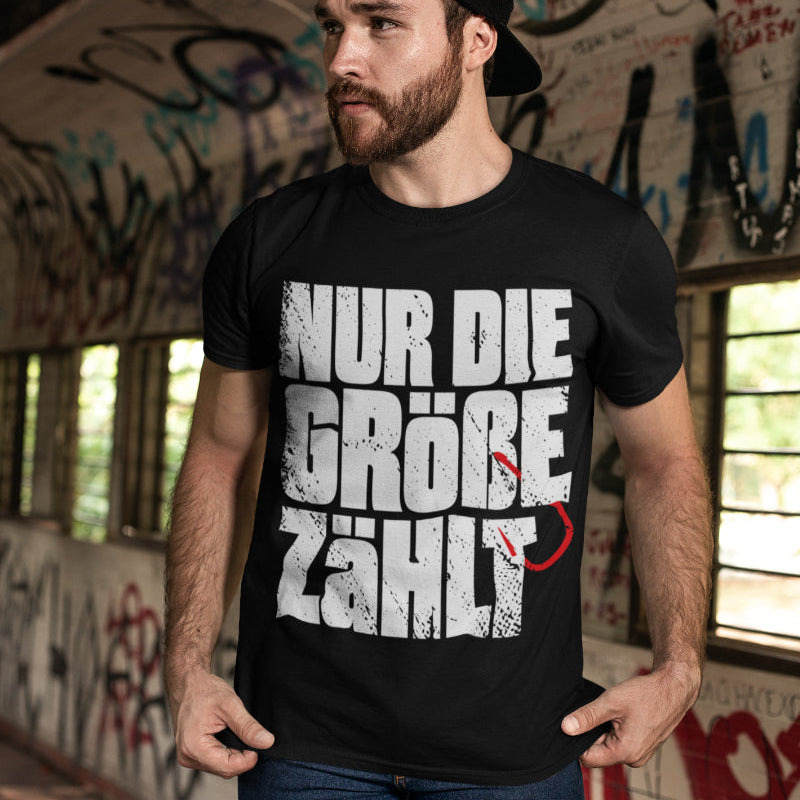 Nur die Größe zählt Shirt Männer – Lustiges Angler Fun Spruch Geschenk Angeln