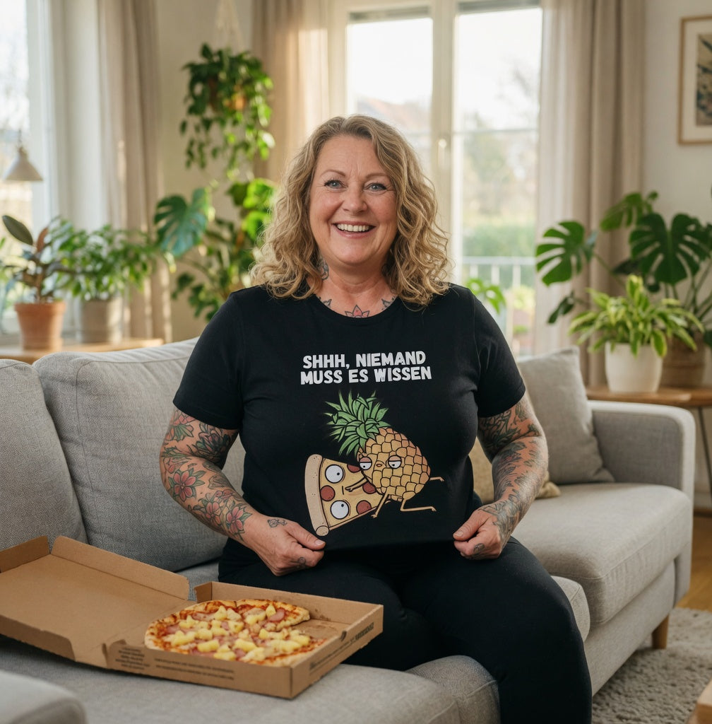 Pizza Hawaii Shhh niemand muss es wissen - Damen Premium Bio T-Shirt
