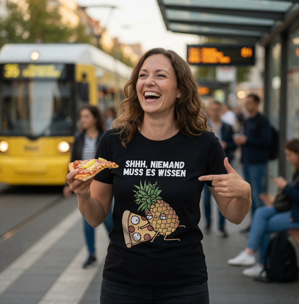 Pizza Hawaii Shhh niemand muss es wissen - Damen Premium Bio T-Shirt