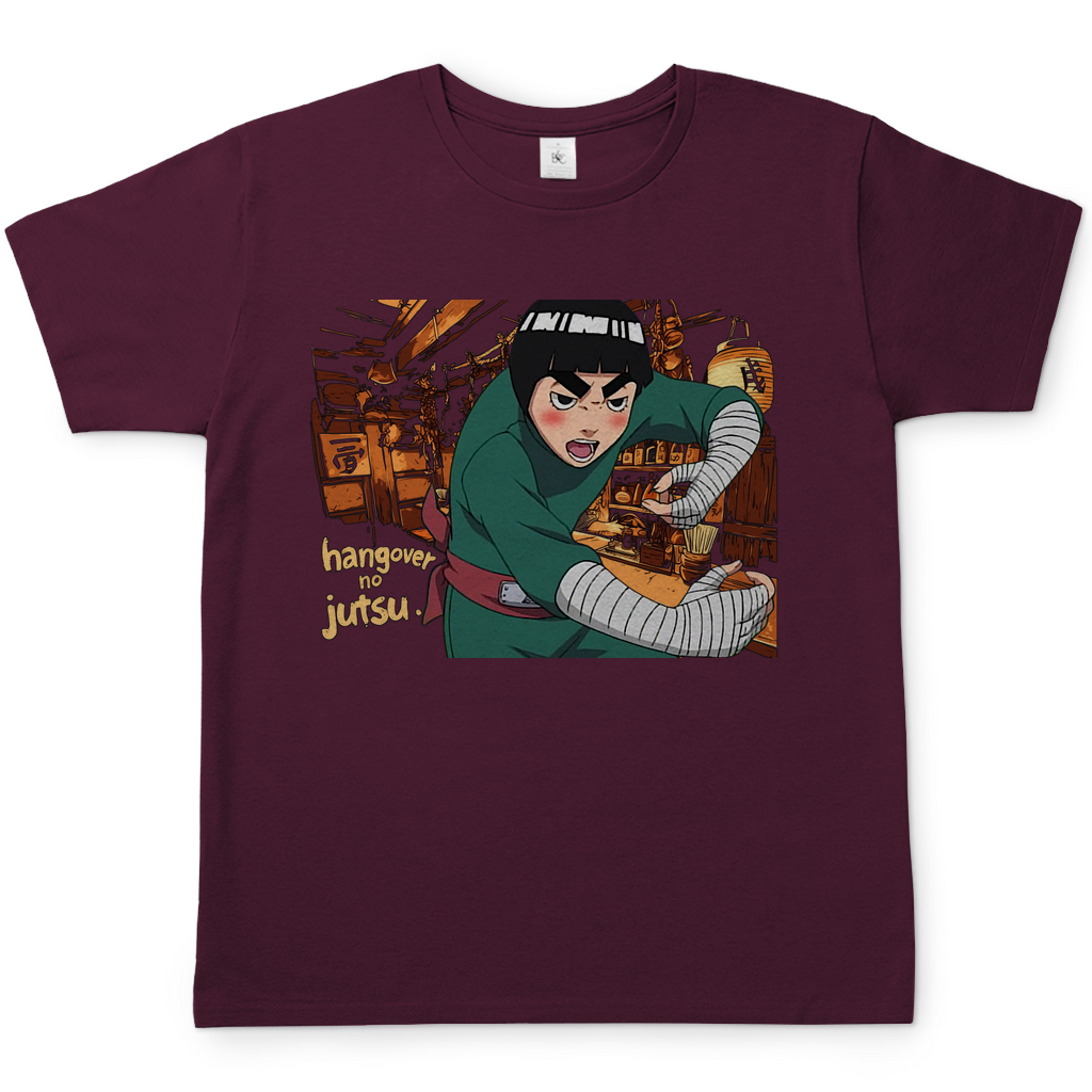 Rock Lee Naruto Hangover no Jutsu - Herren Shirt Burgundy
