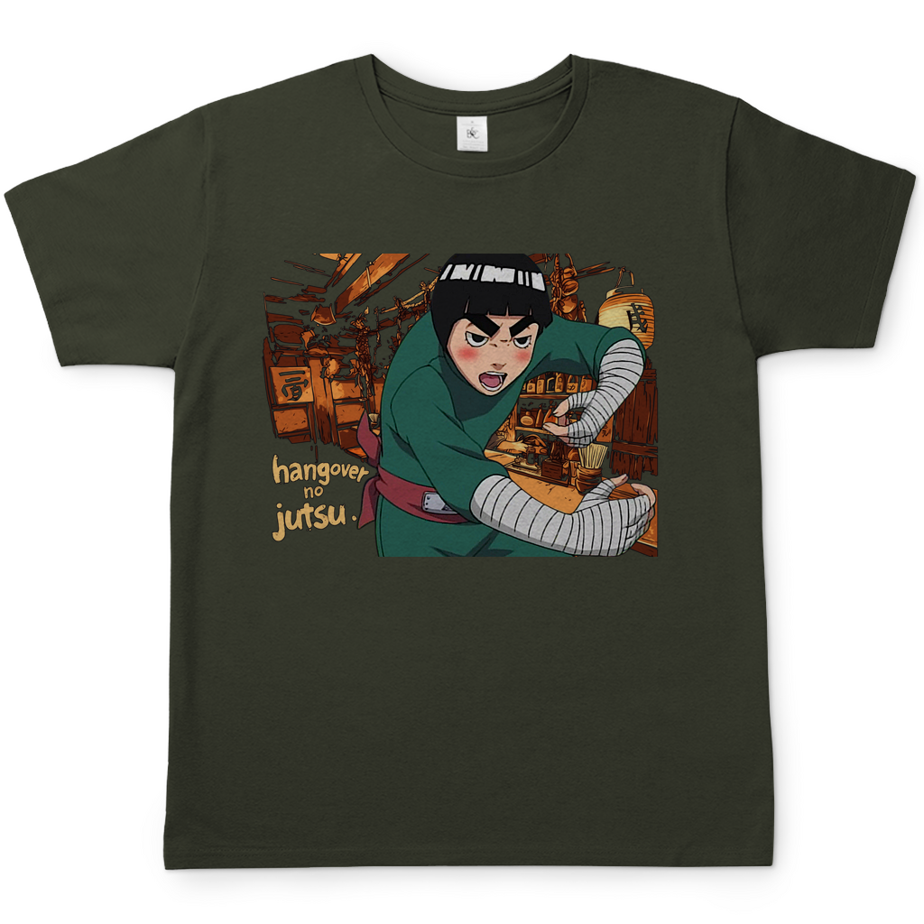 Rock Lee Naruto Hangover no Jutsu - Herren Shirt Urban Khaki