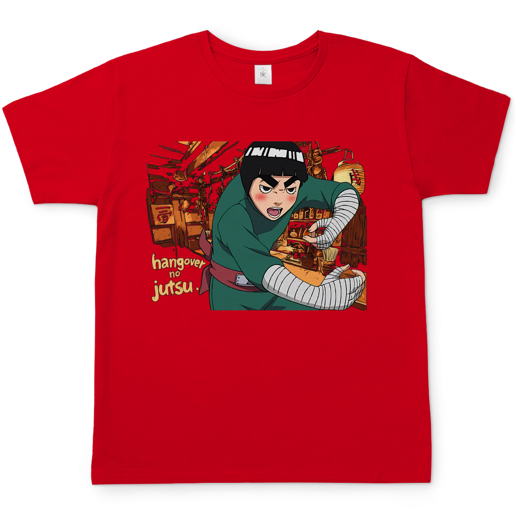 Rock Lee Naruto Hangover no Jutsu - Herren Shirt Red