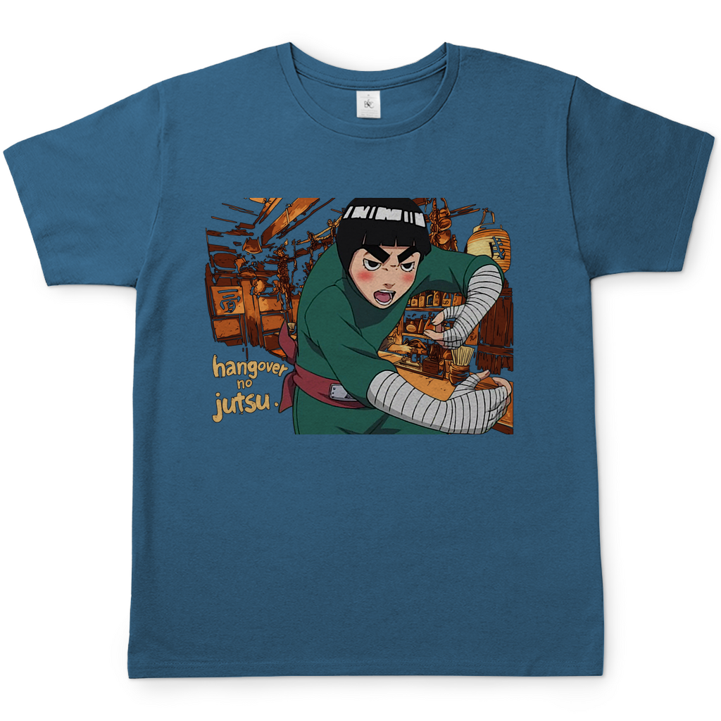 Rock Lee Naruto Hangover no Jutsu - Herren Shirt Stone Blue
