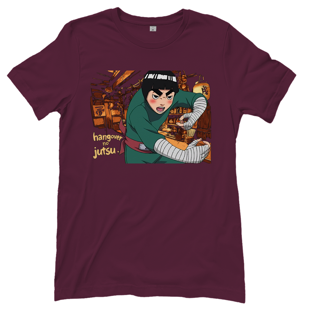 Rock Lee Naruto Hangover no Jutsu Damenshirt in Burgundy Rot