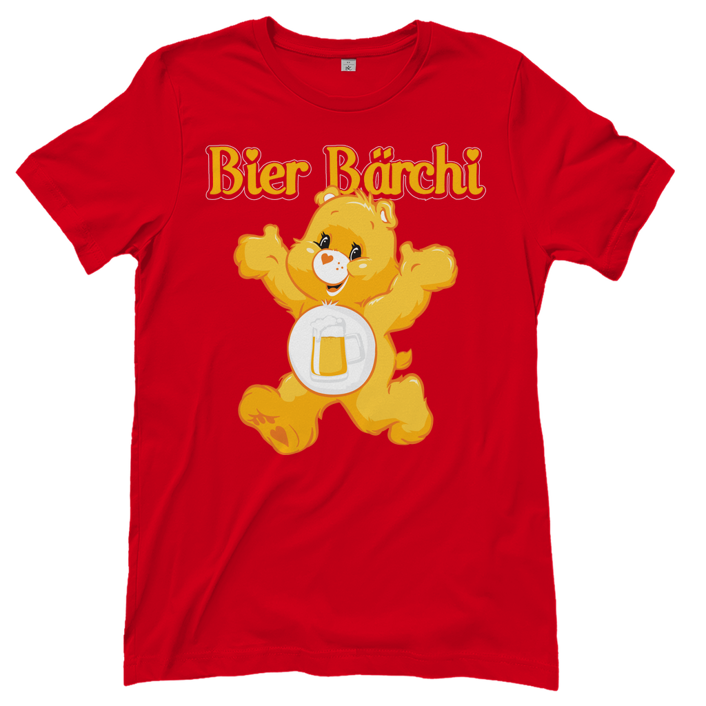 Rotes Bier Bärchi Glücksbärchi Damenshirt mit Flasche und Glas