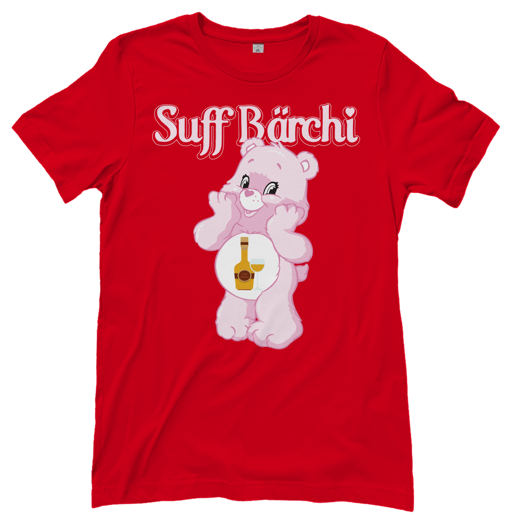 Rotes Suff Bärchi Glücksbärchi Damenshirt mit Glas