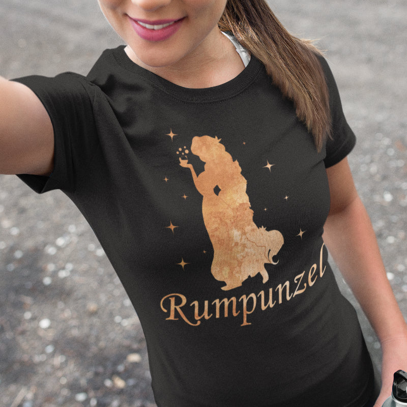 Alkohol Shirt Frauen – Rumpunzel Motiv mit Prinzessin und Cocktail Glas