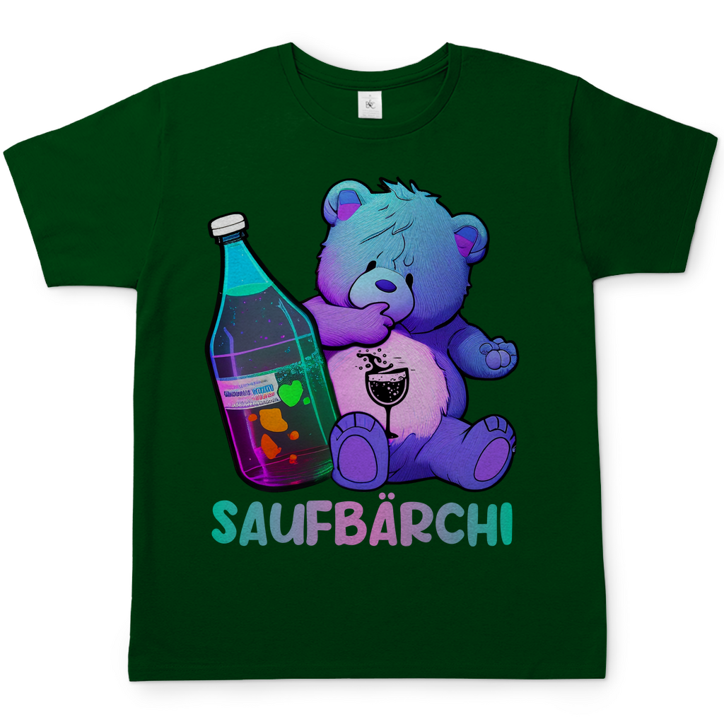 Saufbärchi Herren Shirt mit Glücksbärchi in Bottle Grün