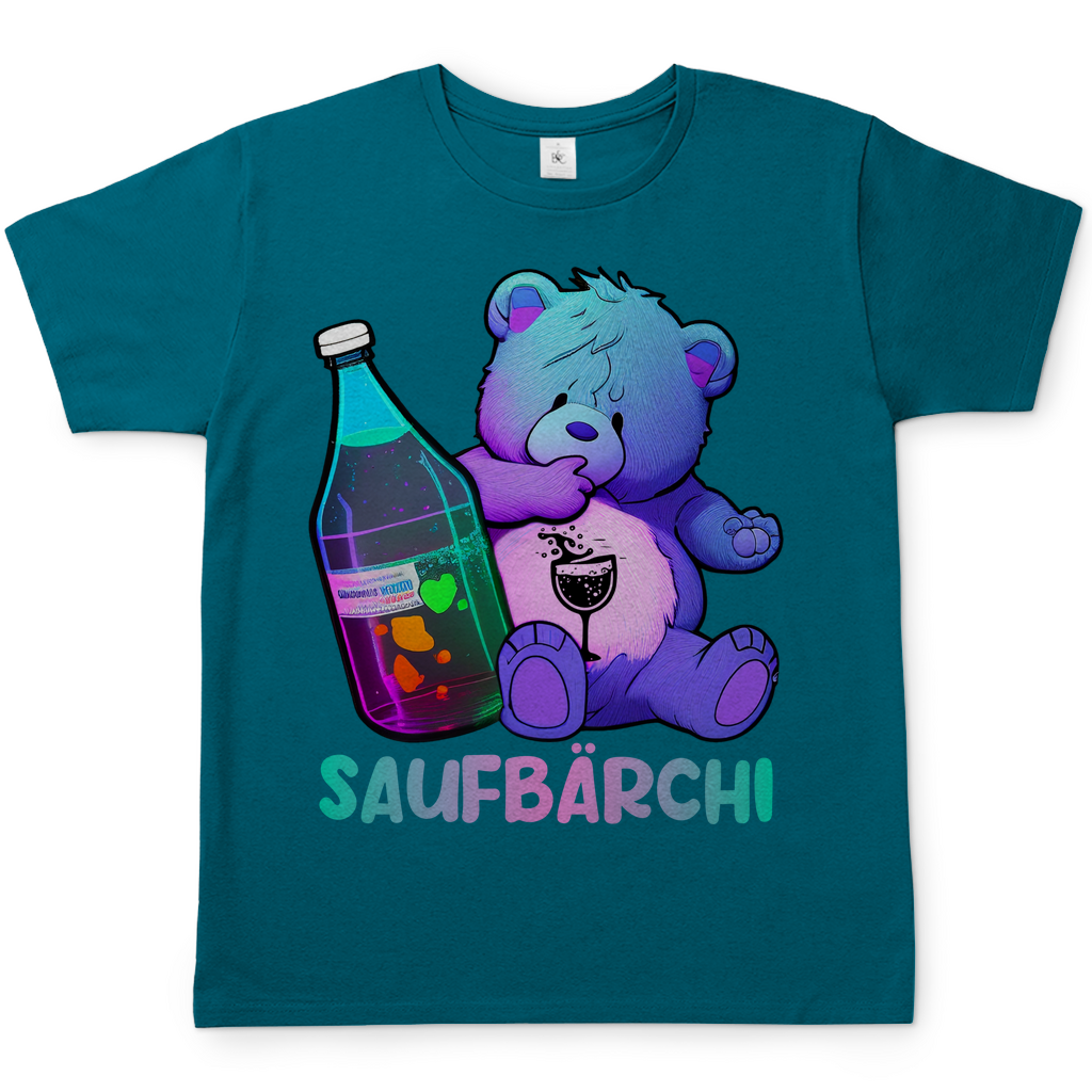 Saufbärchi Herren Shirt mit Glücksbärchi in Diva Blau
