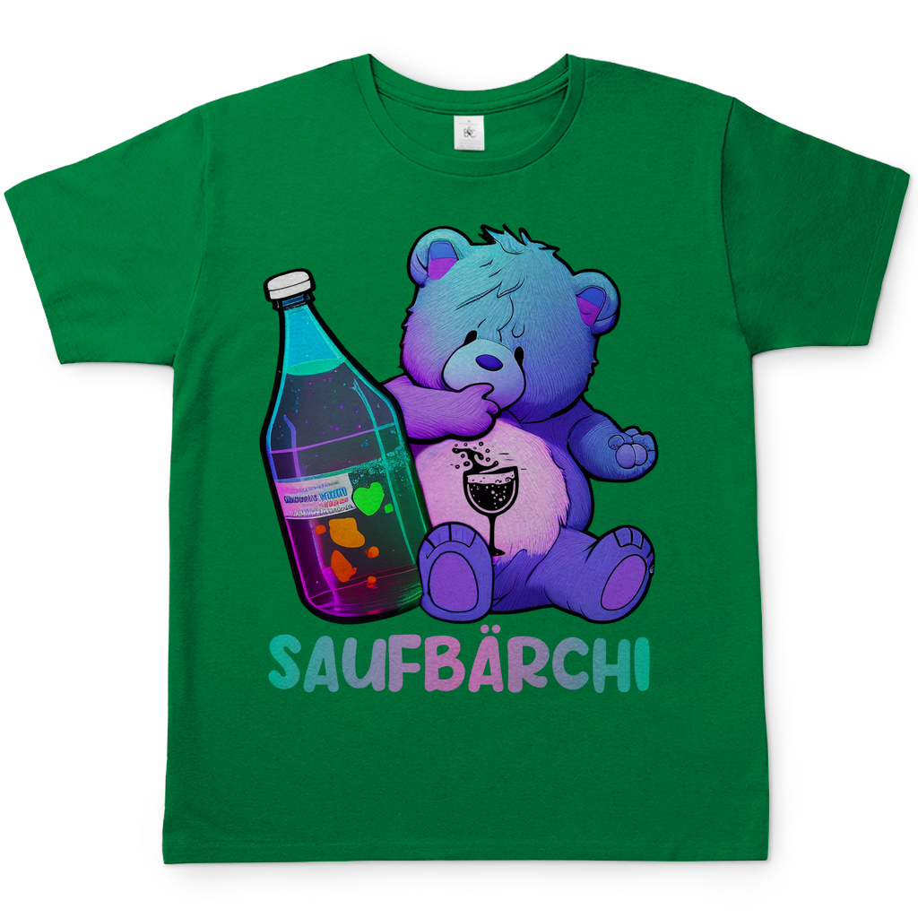 Saufbärchi Herren Shirt mit Glücksbärchi in Kelly Grün