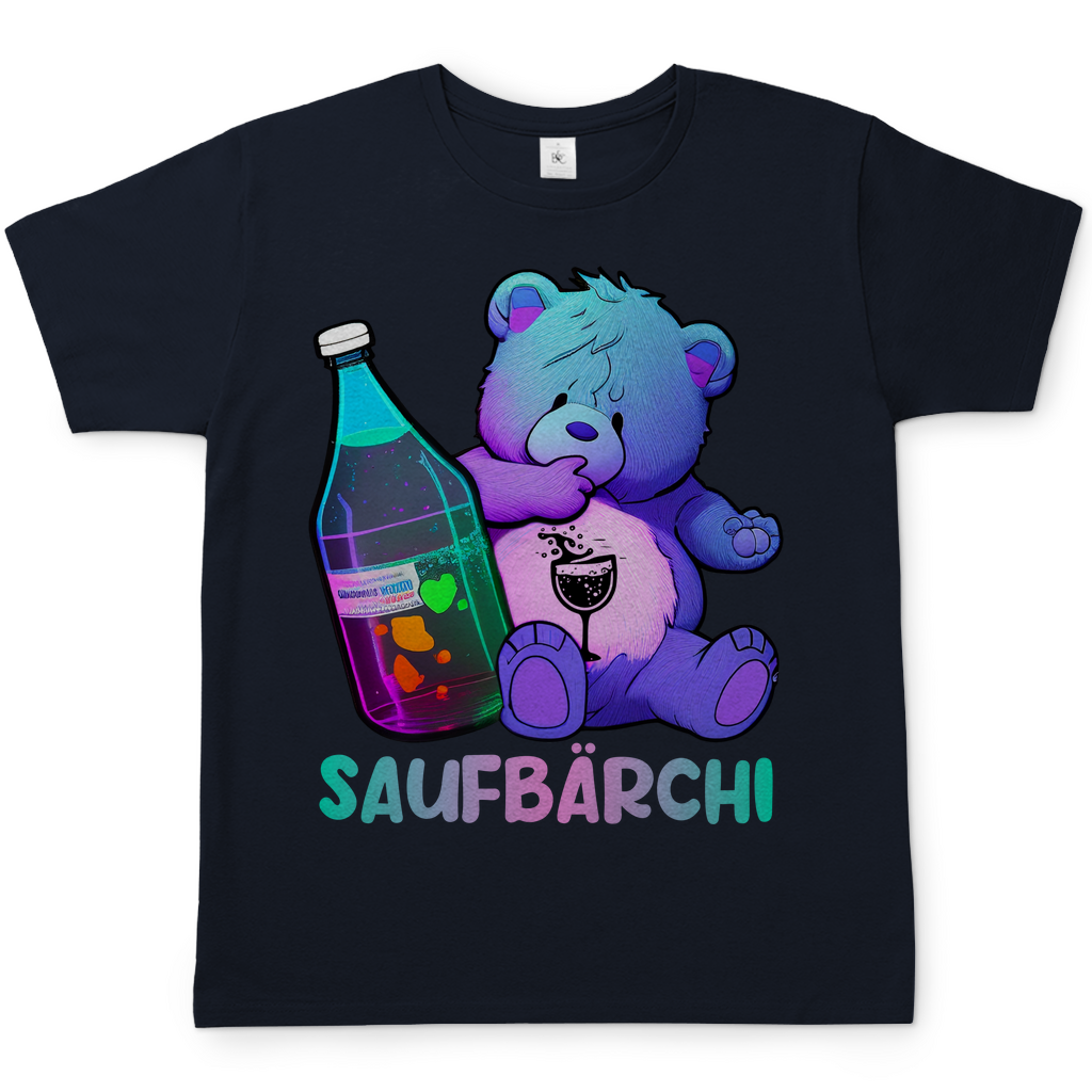 Saufbärchi Herren Shirt mit Glücksbärchi in Navy Blau