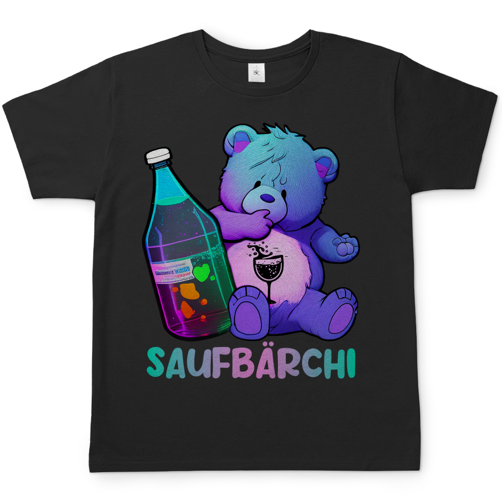 Saufbärchi Herren Shirt mit Glücksbärchi in Schwarz