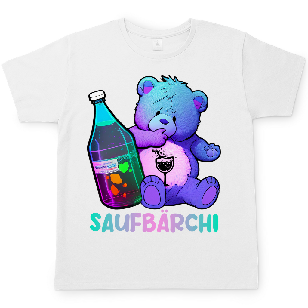 Saufbärchi Herren Shirt mit Glücksbärchi in Weiß