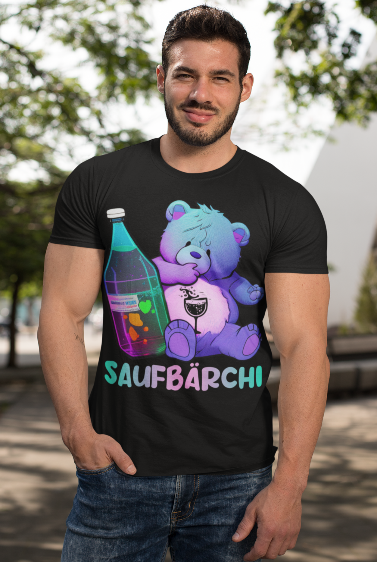 Saufbärchi Glücksbärchi - Herren Premium Bio T-Shirt