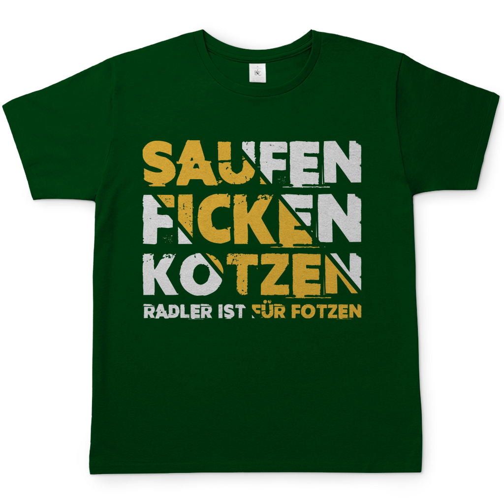 Saufen Ficken Kotzen Herren Shirt in Bottle Grün