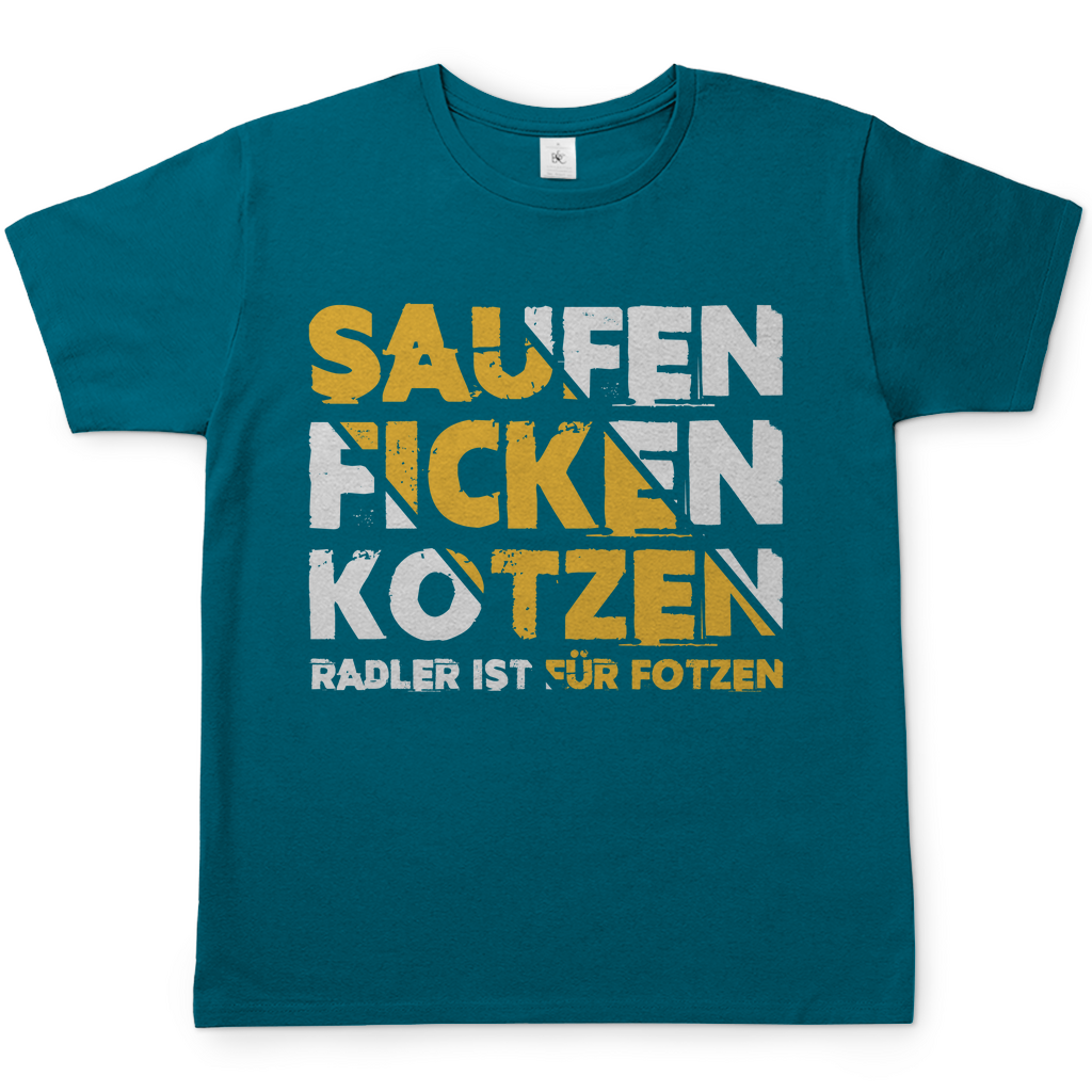 Saufen Ficken Kotzen Herren Shirt in Diva Blau