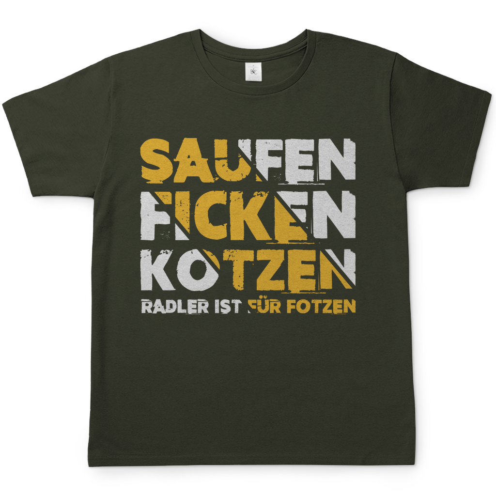Saufen Ficken Kotzen Herren Shirt in Khaki