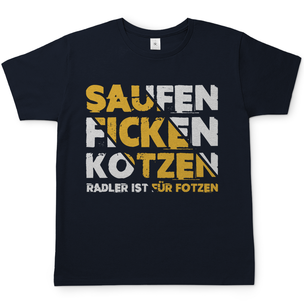 Saufen Ficken Kotzen Herren Shirt in Navy Blau