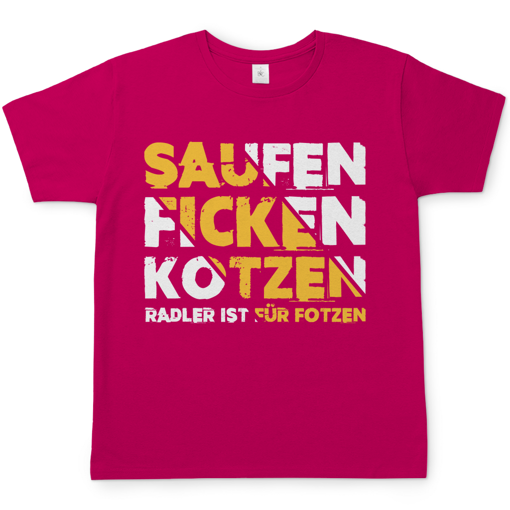 Saufen Ficken Kotzen Herren Shirt in Sobet Rosa