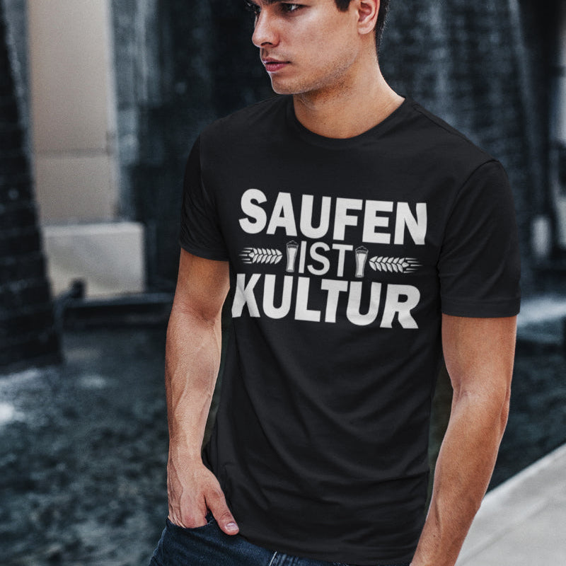 Trinkshirt Spruch Saufen ist Kultur Herren Geschenk Lustiges Party T-Shirt