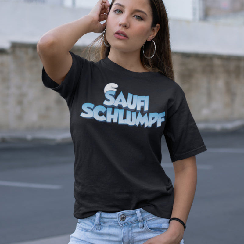 Trink Shirt Damen mit Saufi Schlumpf Motiv – Lustige Geschenkidee