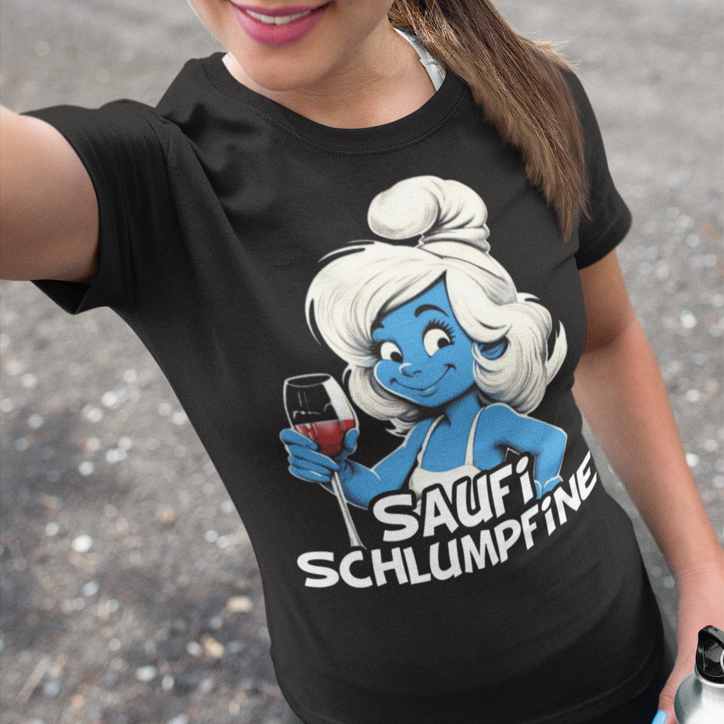 Saufi Schlumpfine Grafik - Damen Premium Bio T-Shirt