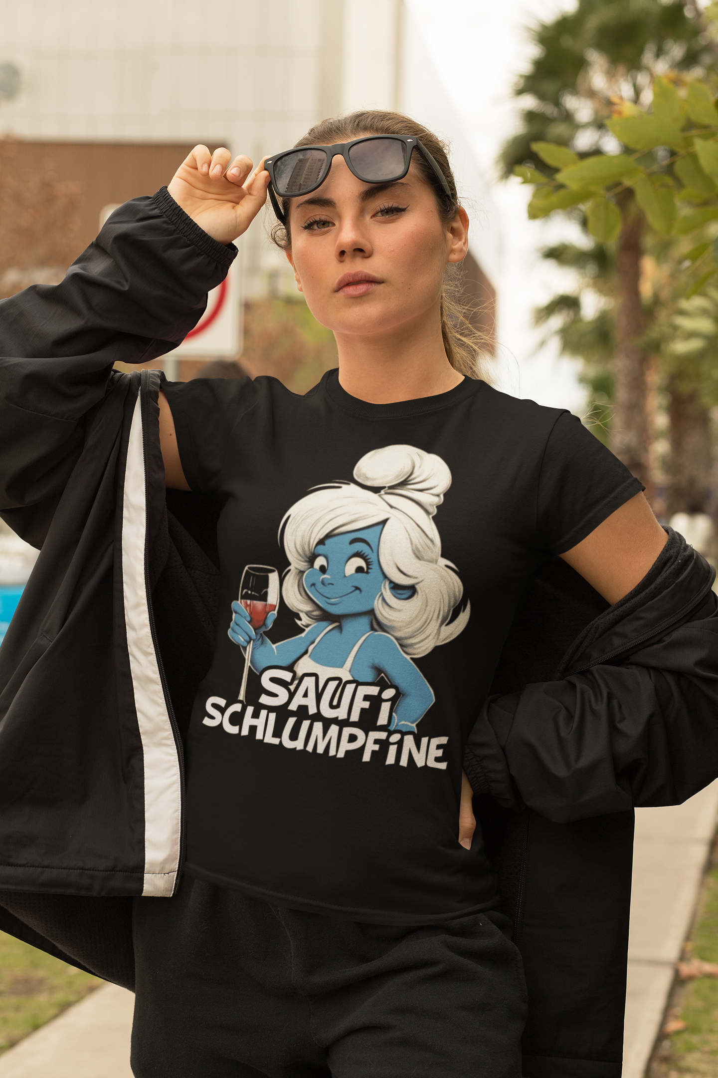 Saufi Schlumpfine Grafik - Damenshirt