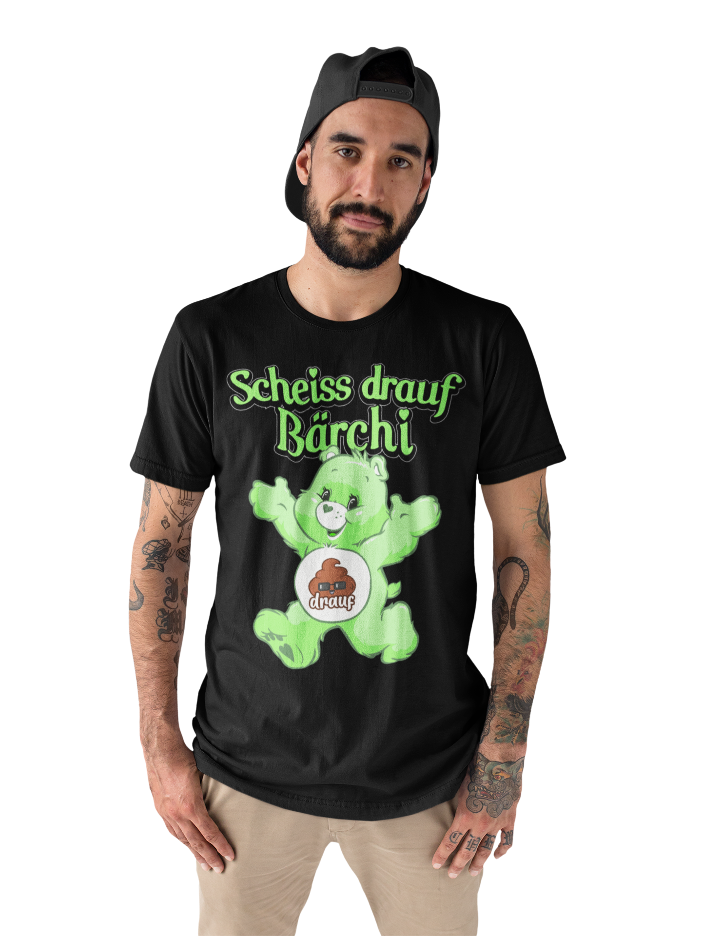 Scheiss drauf Glücksbärchi Herren Shirt mit Model