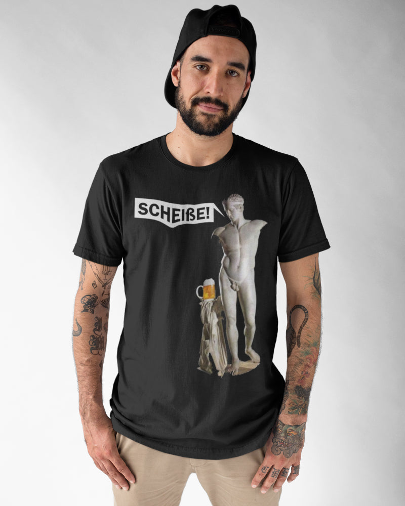 Statue Spruchshirt Herren Scheiße Design Bier Humorvolles T Shirt Geschenk Mann