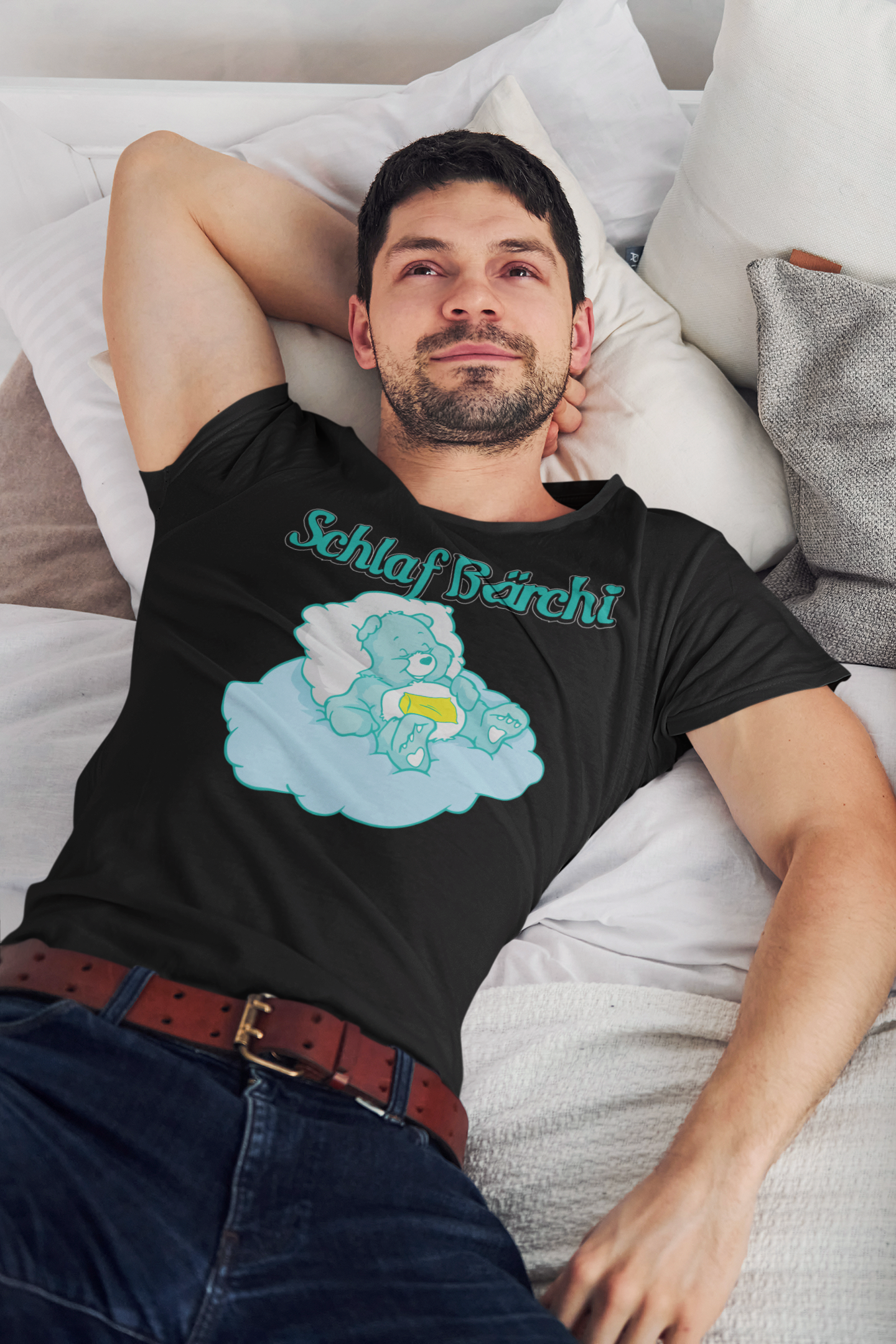 Schlaf Bärchi Glücksbärchi Herren Shirt mit Model