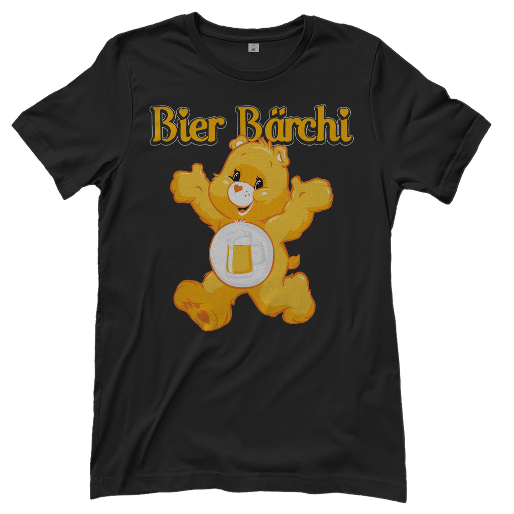 Schwarzes Bier Bärchi Glücksbärchi Damenshirt mit Flasche und Glas