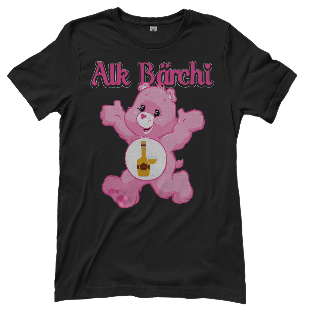 Schwarzes Damenshirt mit Alk Bärchi Glücksbärchi Design