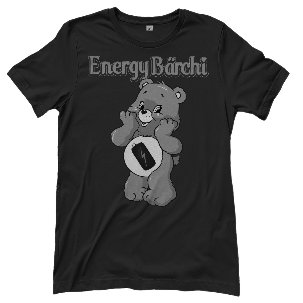 Schwarzes Damenshirt mit Energy Bärchi Glücksbärchi Design