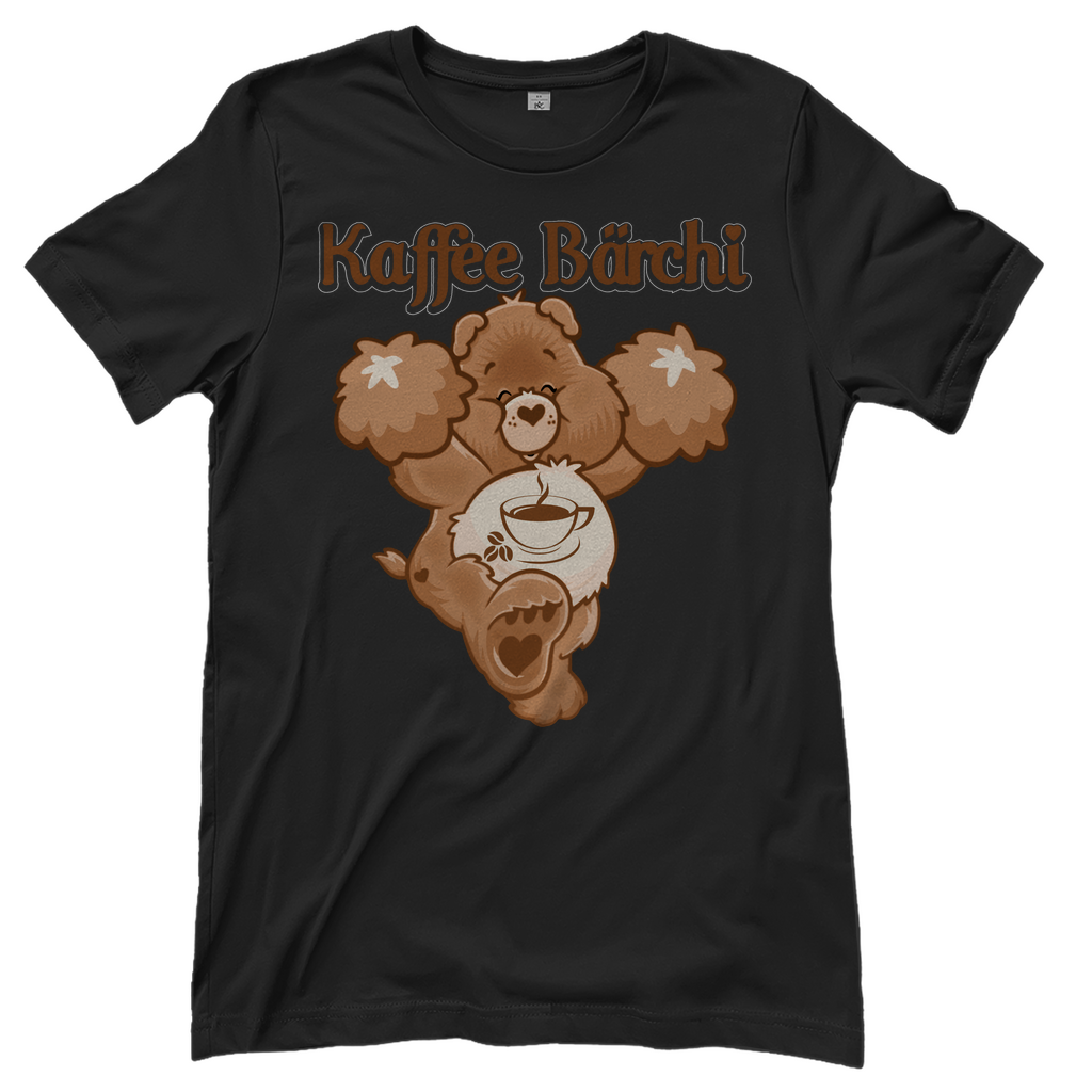 Schwarzes Damenshirt mit Kaffee Bärchi Design