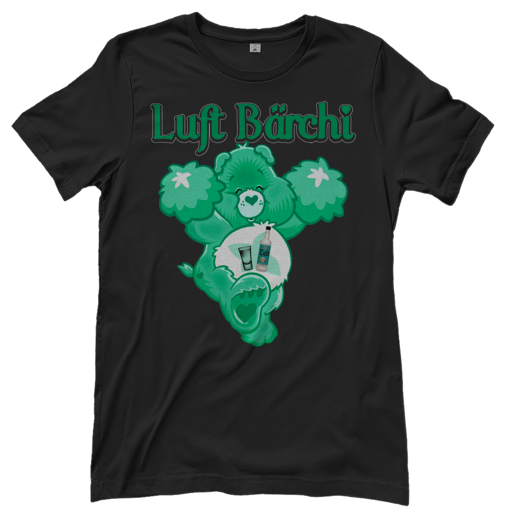 Schwarzes Damenshirt mit Luft Bärchi Glücksbärchi Design
