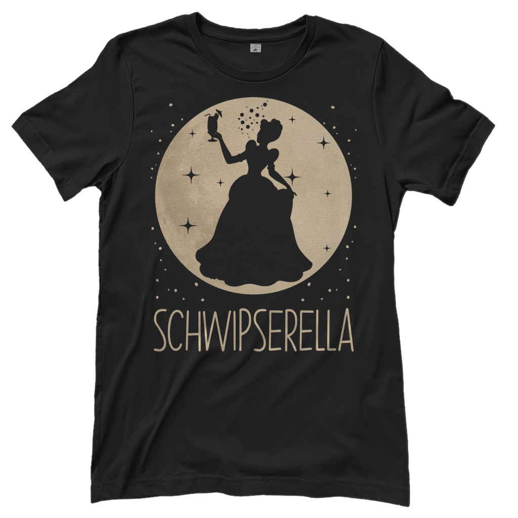 Schwarzes Damenshirt mit Schwipserella Prinzessin Design