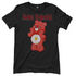 Schwarzes Sekt Bärchi Glücksbärchi Damenshirt mit Flasche und Glas