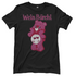 Schwarzes Wein Bärchi Glücksbärchi Damenshirt mit Weingläßern