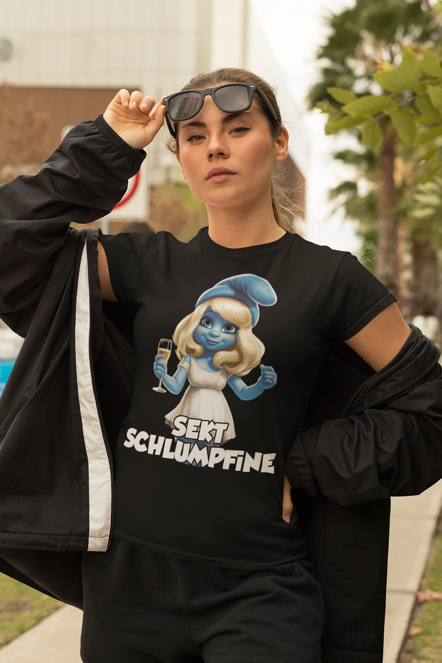 Sekt Schlumpfine Schlumpf - Damen Premium Bio T-Shirt