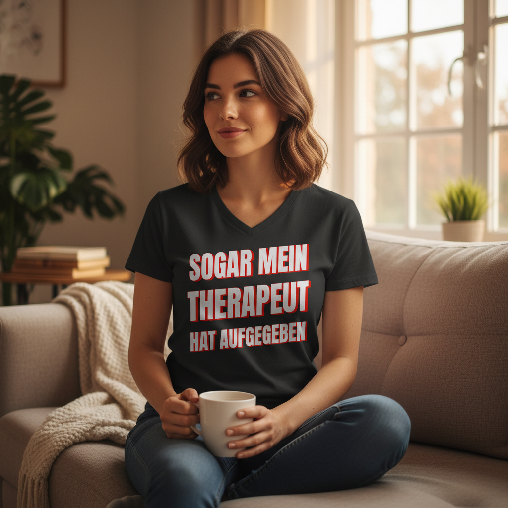 Sogar mein Therapeut hat aufgegeben - Damen V-Neck T-Shirt